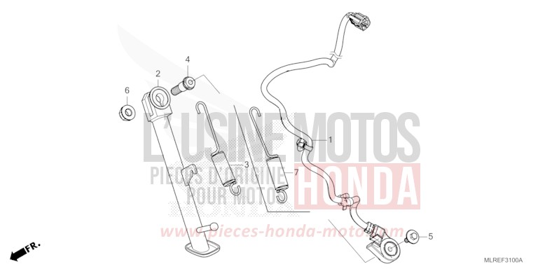 BEQUILLE LATERALE de Hornet 500 GRAPHITE BLACK (NHB01) 2026